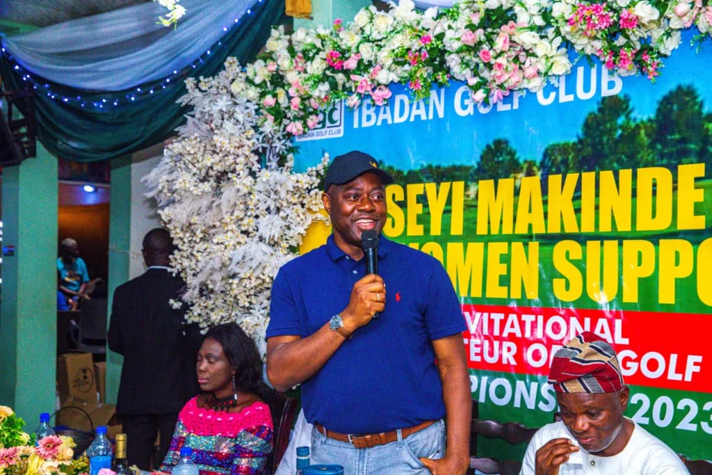 Governor Seyi Makinde making remarks at the 8th Seyi Makinde Women Support Pro-Invitational and Amateur Open Golf Championship 2023 on 15 October 2023